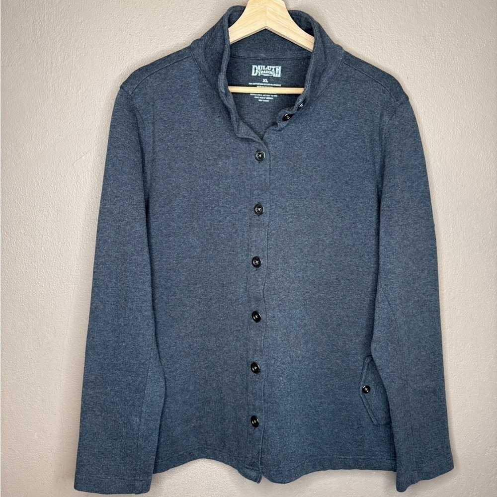 Duluth Trading Co Gray Wearwithall Ponte Knit Shirt Jacket Women’s XL Minimalist